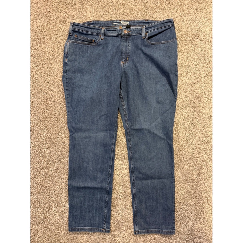 Carhartt Jeans Womens 18 Regular Blue Relaxed Fit Denim Straight Leg BD5383-W